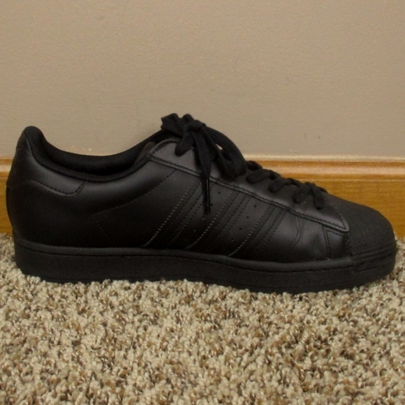 Adidas Originals Superstar Men's 10.5 Black Lace Up Sneakers Shoes - Picture 7 of 11